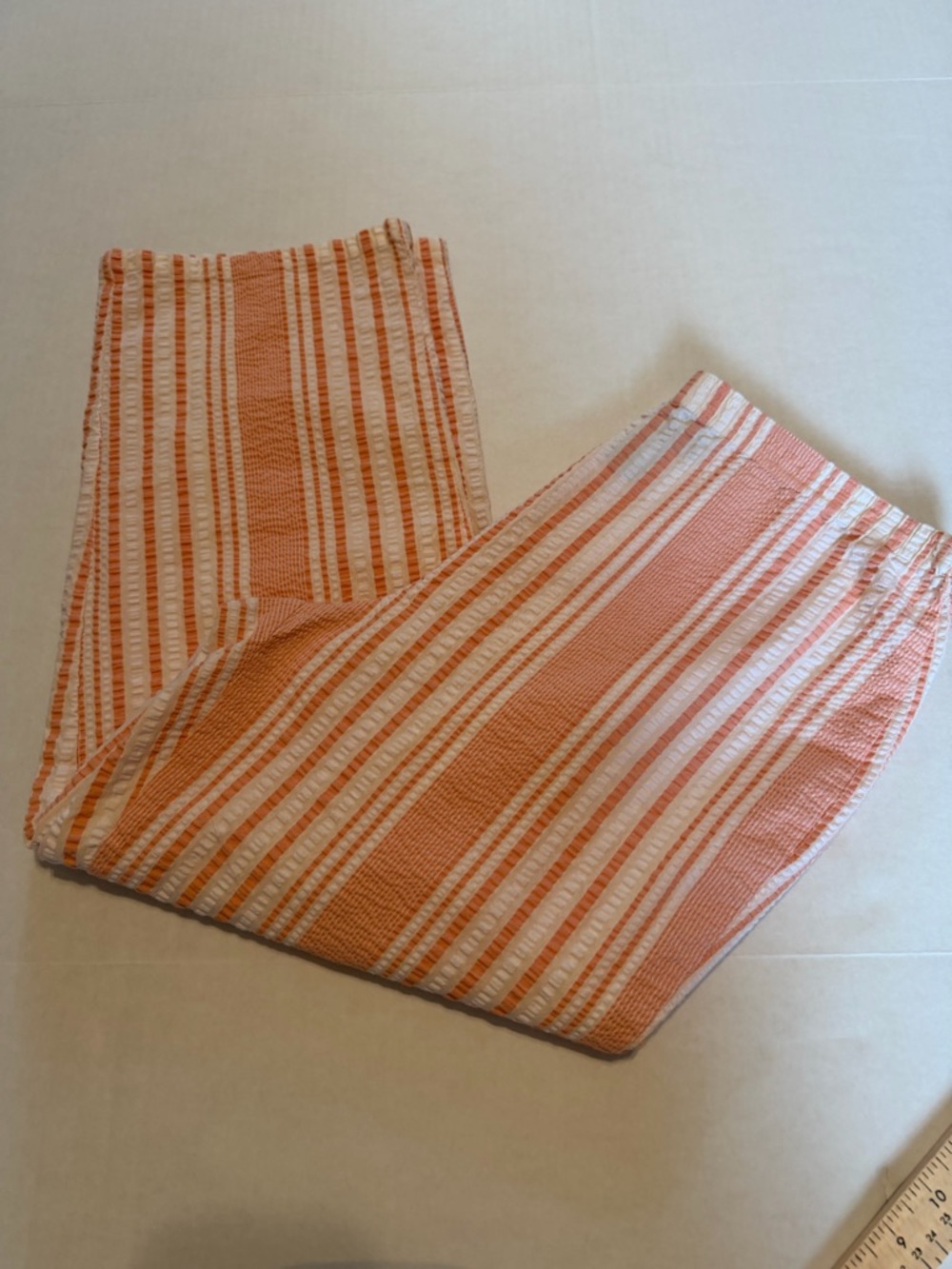 Denim&Co Orange and White Striped Pants